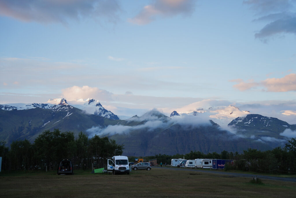 campers set up at Vatnajokulspjodgardur National Park